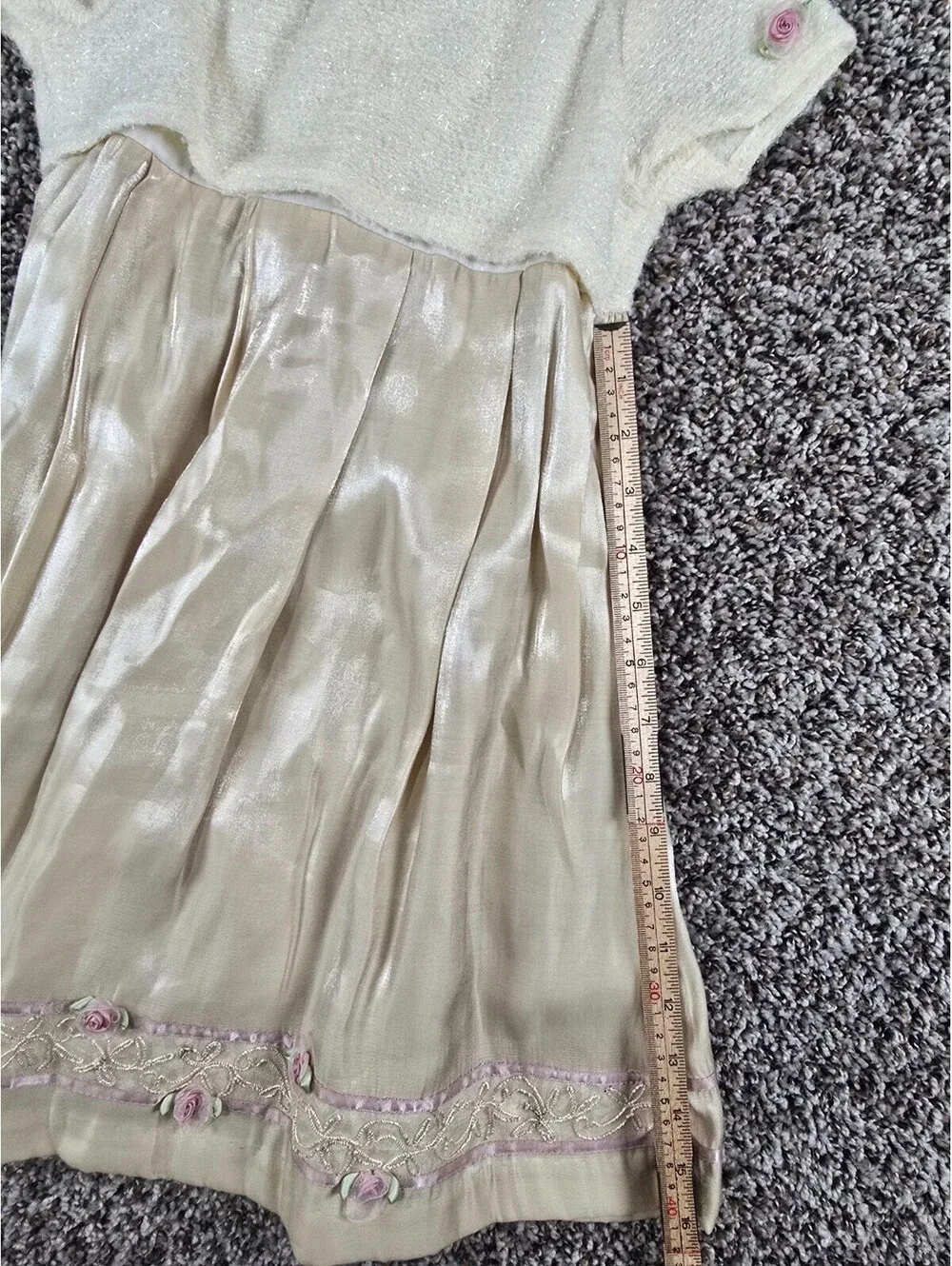 Vintage 1990s BT Kids Baby Girls Sz 6M Formal Dress Beige Champagne Satin